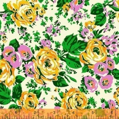 Bright Big Roses - Cream Cotton