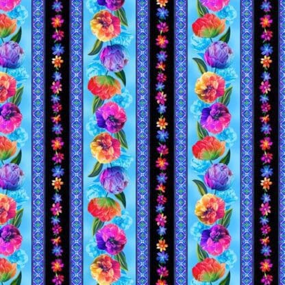 Luminous Blooms - Luminous Flower Stripe - Blue