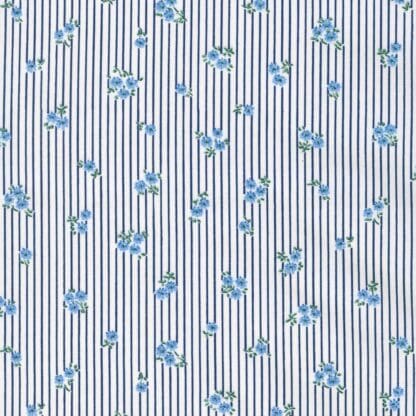 Petite Garden Blues - Floral Stripe - Sky Blue