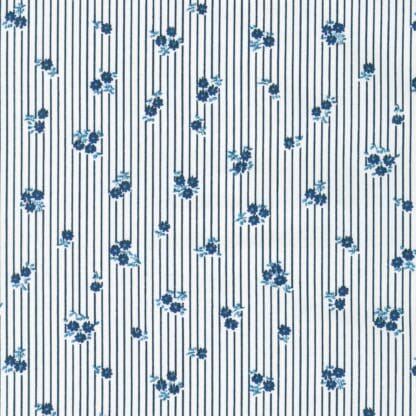 Petite Garden Blues - Floral Stripe - Navy