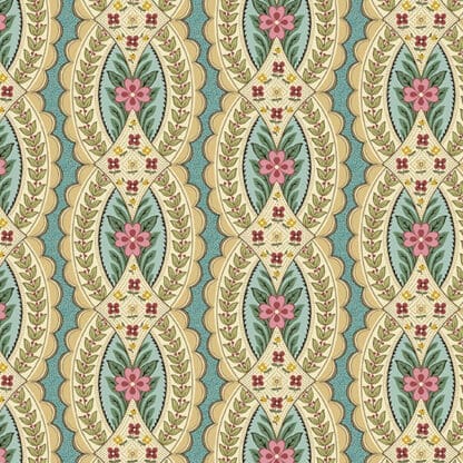 Meadowlark Manor - Cameo Wallpaper - Teal